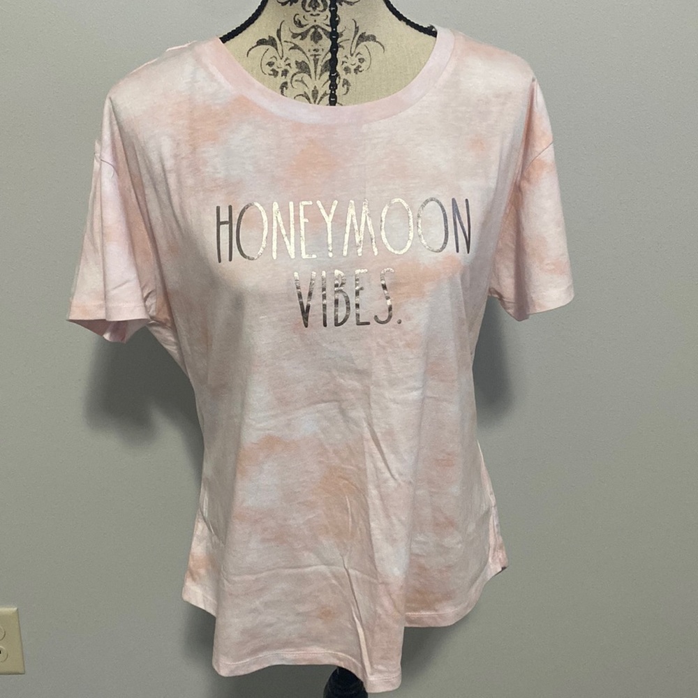 Rae Dunn “Honeymoon Vibes” Coral Tie-Dye Tshirt